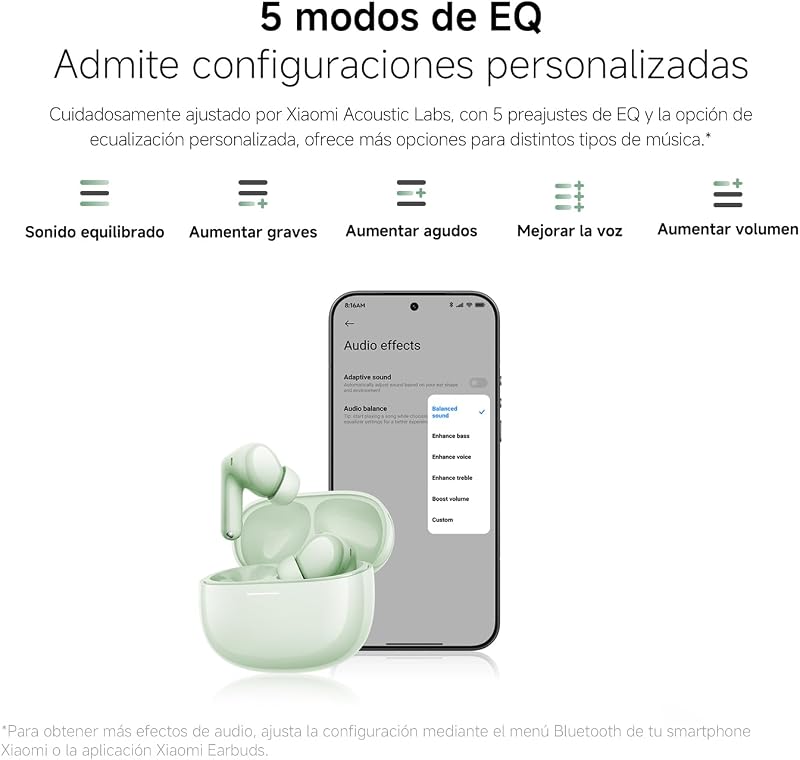 Redmi Buds 8, auscultadores sem fios, ANC 50 dB, 44 h, verde