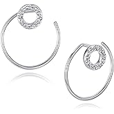 Fiklon Ear Jacket Earrings 925 Sterling Silver Studs Front Back Earrings for Women Minimalist Geometric V Stud Earrings With Back Design