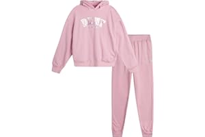 DKNY Girls Sweatpants Set - 2 Piece Active Fleece Girls Sweatshirt and Jogger Youth Kids Sweatpants Matching Set (4-16)