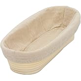 12 Inch Oval Long Banneton, BetterJonny Artisan Bread Proofing Basket +Liner Combo Set for Rising Dough