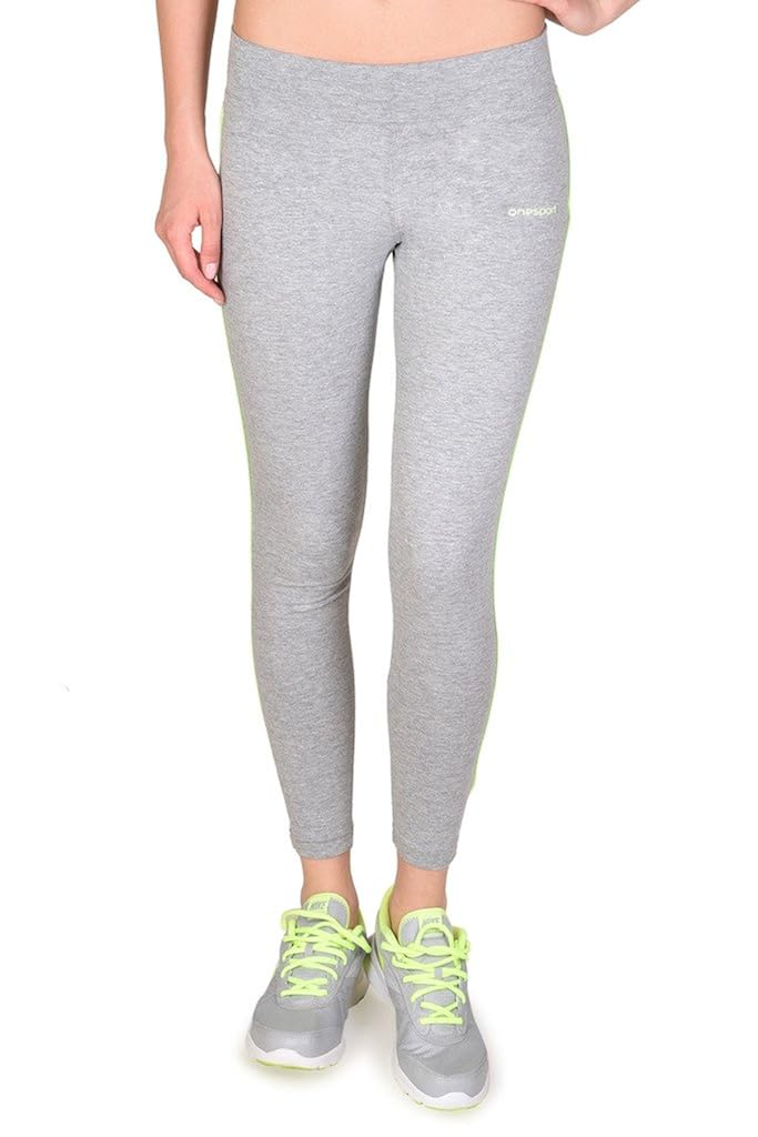onesport women's cotton spandex jersey grey melange tights(onsp28gg-p)
