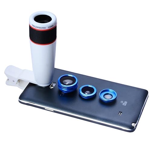 Apexel in Camera Lens 12x White Telephoto Lens/ Blue Fisheye - Main Image