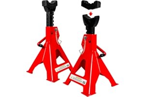 FITHOIST 3 Ton Jack Stands (6,600 LBs Capacity) - Heavy Duty Car Jack Stand with Double Pin Locking, 11.22"-16.54" Adjustable Height, Extra Rubber Pads for Trucks, Garage, Vehicle Lifting, 1 Pair Red