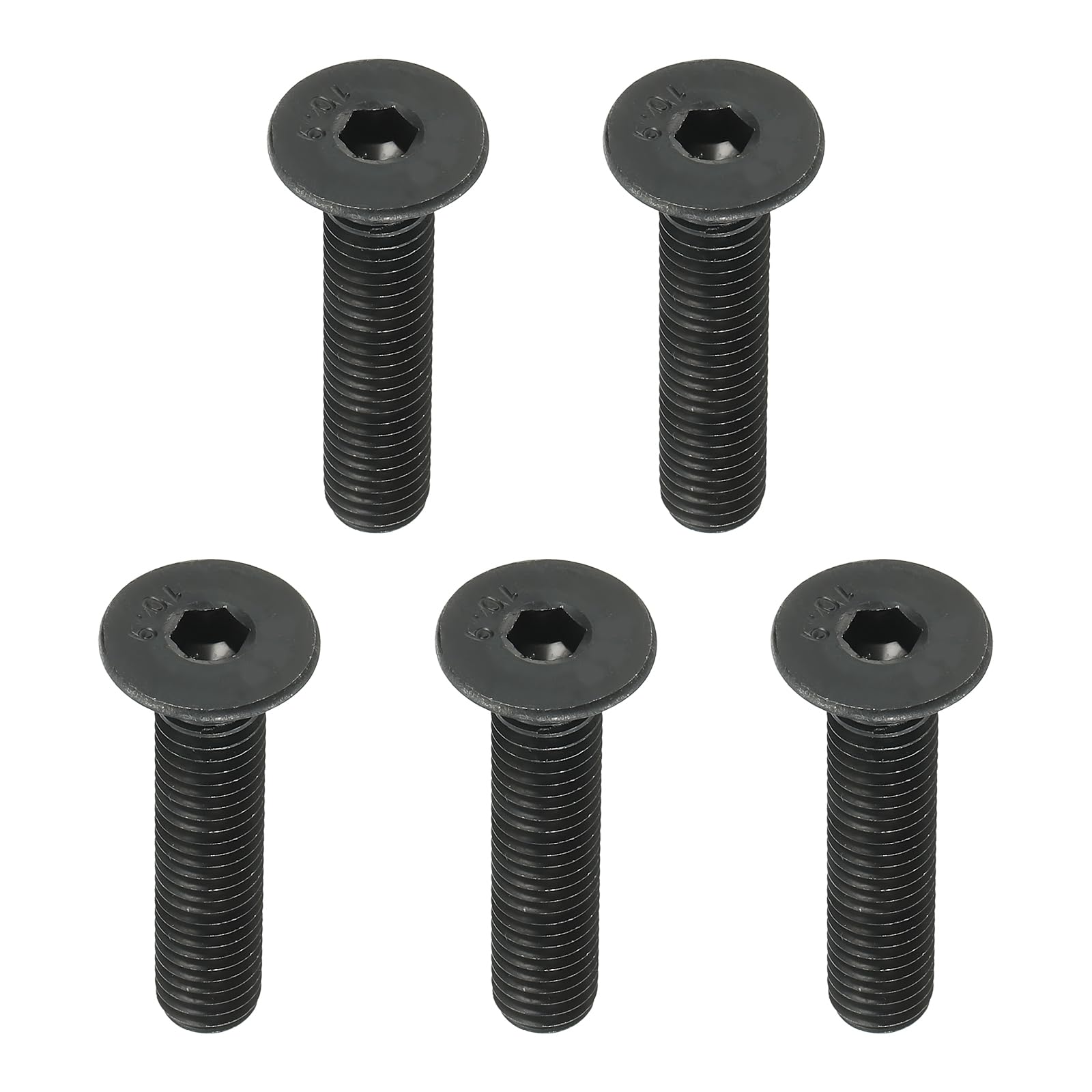 PATIKIL M10 x 50 mm Flat Head Socket Cap Screws, 5 Pack Flat Countersunk Bolts Medium Carbon Steel Hex Socket Drive Machine Screws Full Thread Black Oxide Grade 10.9 — image 1