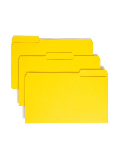 Smead Colored File Folder, 1/3-Cut Tab, Legal Size, Yellow, 100 per Box (17943)