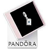 PANDORA Openable Passport Dangle Charm - Compatible with PANDORA Moments - Gift for Her - Sterling Silver & Enamel with Blue Cubic Zirconia - With Gift Box