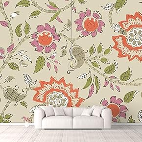 Wall Murals for Bedroom Traditional Flower Pattern Removable Wallpaper Peel and Stick Wall Stickers - 66x96 inches