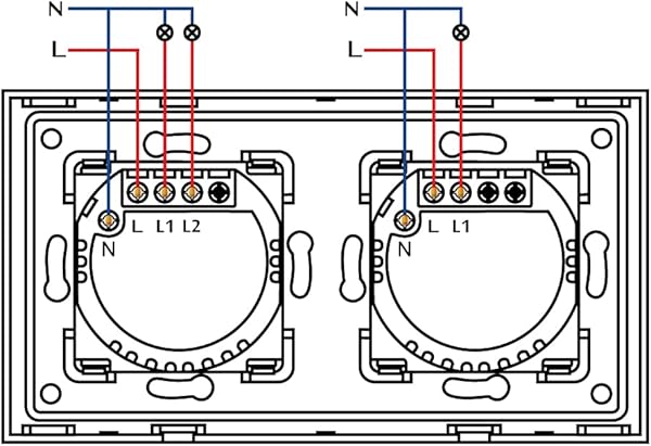 BSEED Interruptor de Luz Inteligente de Alexa Tctil 2 Gang 1 Va und 1 Gang 1 Va Neutralstrom Erforderlich AlexaTuyaGoogle Home kompatible Vidrioscheibe 157 86 Negro
