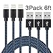 Liwin Lightning Cable,3Pack 6FT Nylon Braided iPhone Cable Cord Certified to USB Charging Charger for iPhone 7/7 Plus/6/6 Plus/6S/6S Plus,SE/5S/5,iPad,iPod Nano 7 ( Black&Blue)