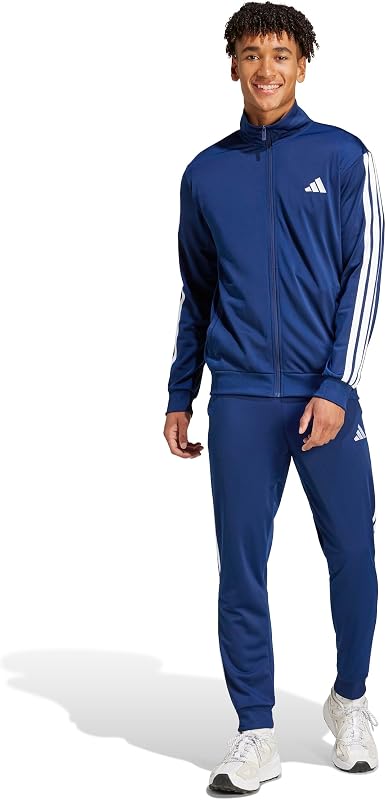 adidas Vestuário Desportivo Masculino Basic 3 Stripes Tricot Fato de Treino, Azul (Azul Escuro), M — foto 1 de 4