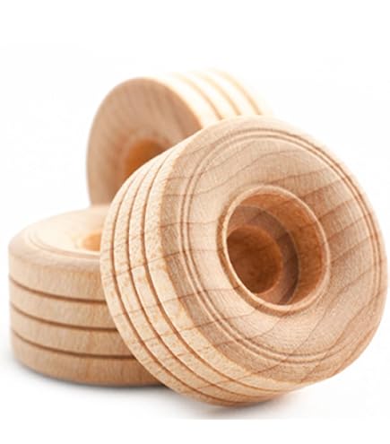 Wooden Toy Wheels 1-1/4" Diameter - 24-Pack For DIY Wood Crafts & Projects