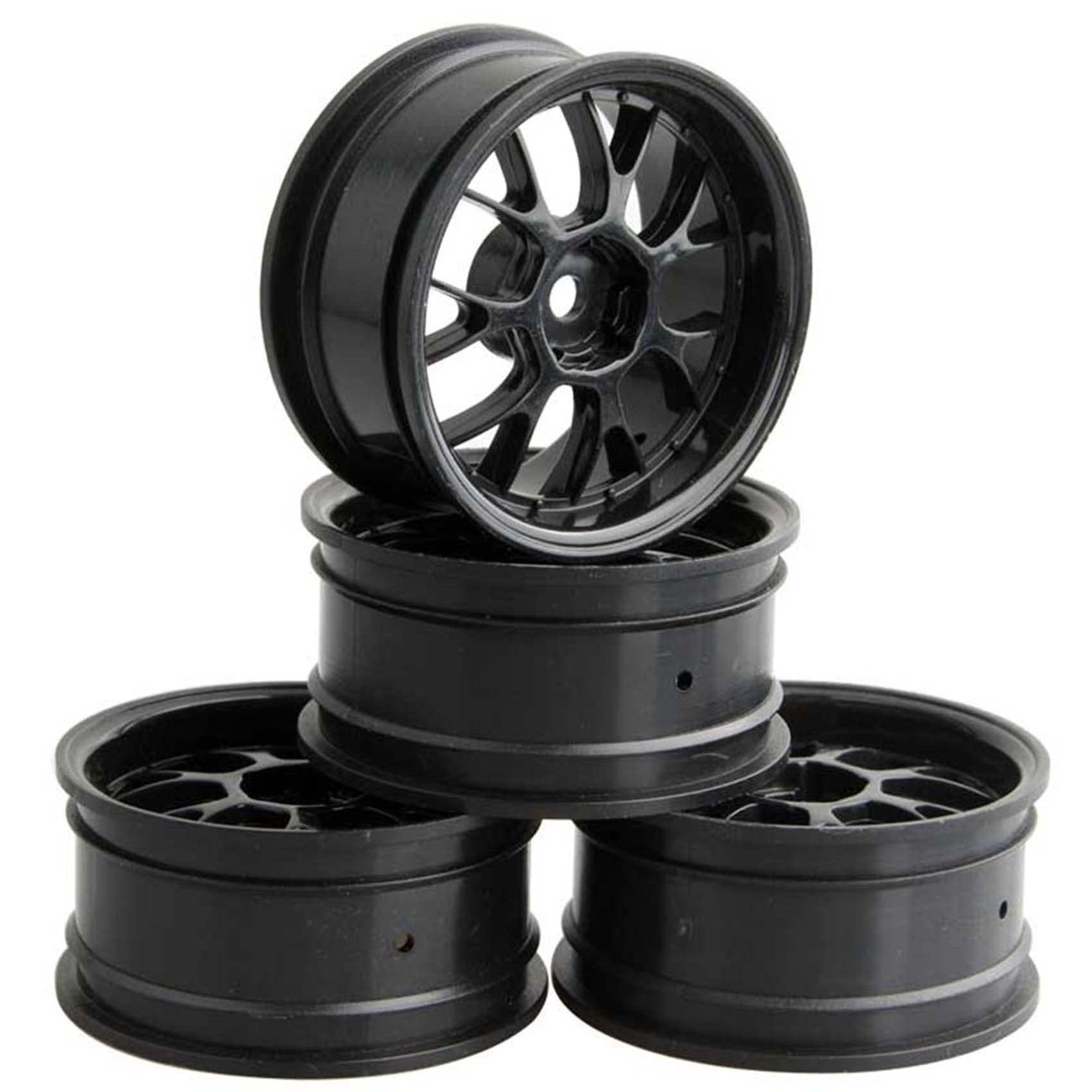 KEEDA 4PCS 1.9 inch Plastic Wheels Rims for 1/10 RC On Road Touring Car HSP HPI Tamiya Yokomo Kyosho (Black)