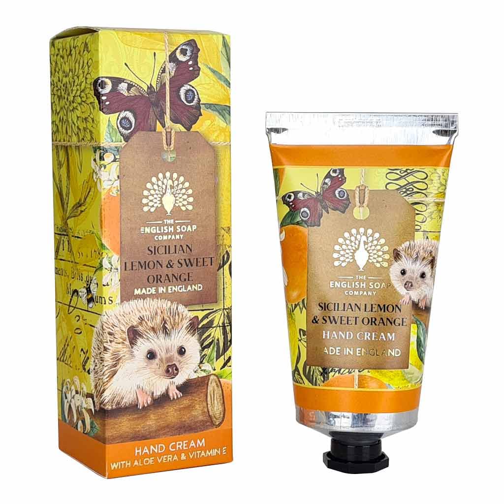 The English Soap Company Anniversary Sicilian Lemon and Sweet Orange Hand Cream - Moisturising Shea Butter with Aloe Vera and Beeswax - Citrus Scent, Recyclable Tube, Made in England - 75ml