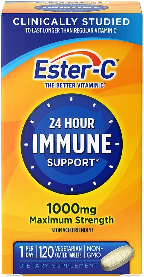 Vitamin C by Ester-C, 24 Hour Immune Support, 1000mg Vitamin C, 120 Coated Tablets: Health & Personal Care