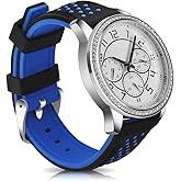 Narako Quick Release Silicone Watch Bands Divers Model Replacement Rubber Watch Strap 20mm 22mm 24mm 26mm Waterproof dot Bicolor Silver Buckle for Men and Women Sport (22mm, Blue)