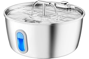 DIANU Cat Water Fountain Stainless Steel - 3.2L/108oz Pet Water Fountain for Cats Indoor - Automatic Pet Watering Dispenser (1 Sponge)