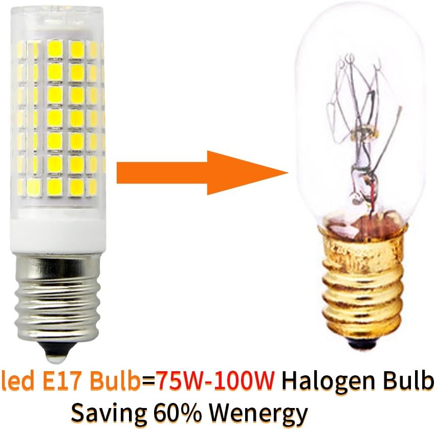 8W Dimmable LED E17 Microwave Oven Bulb - Intermediate Base LED Appliance Light, Daylight 6000K 100W Halogen Equivalent Under-Microwave Stove Light (2-Pack): Home Improvement