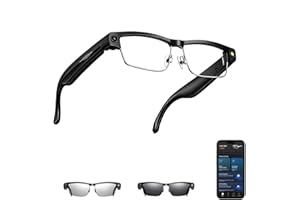 MSCGLYXGS AI Smart Glasses with Camera, 8MP HD Video Recording, Real-Time Translation, Voice Assistant, Open-Ear Audio, Metal Frame, Auto Color-Changing Lenses for Travel & Vlogging