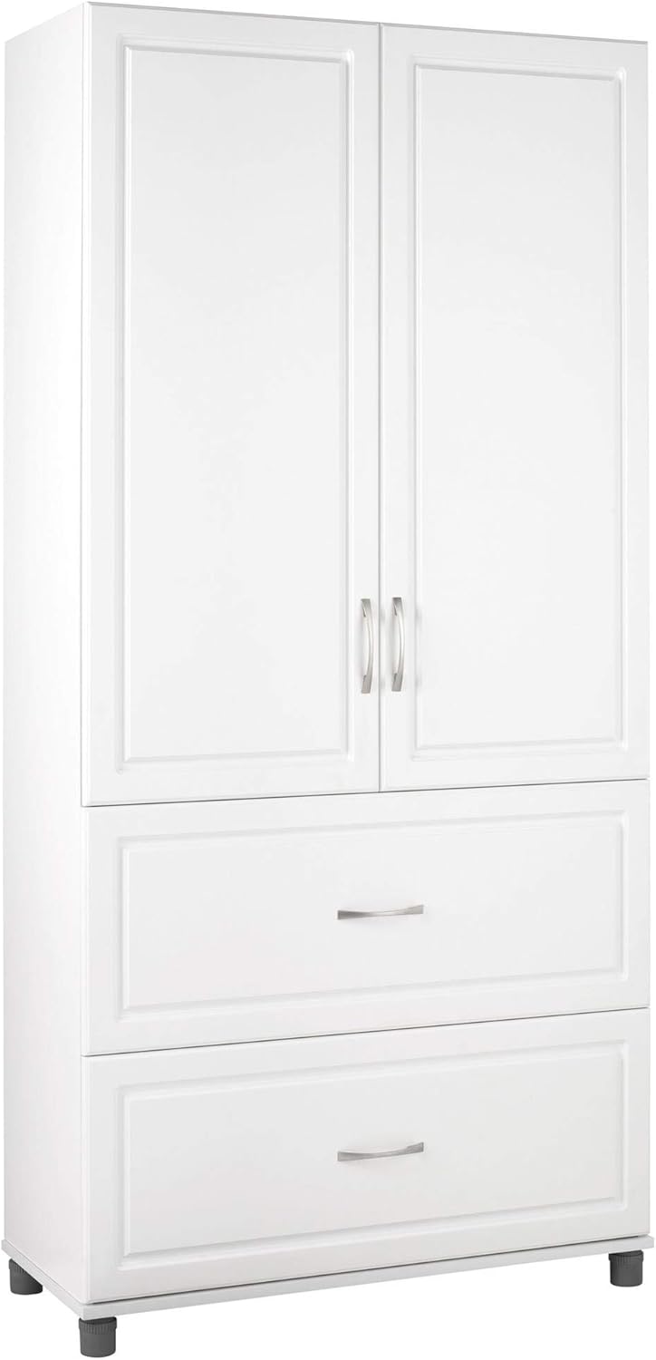 Amazon Com Ameriwood Kendall 2 Door 2 Drawer Storage Cabinet 36 White Furniture Decor