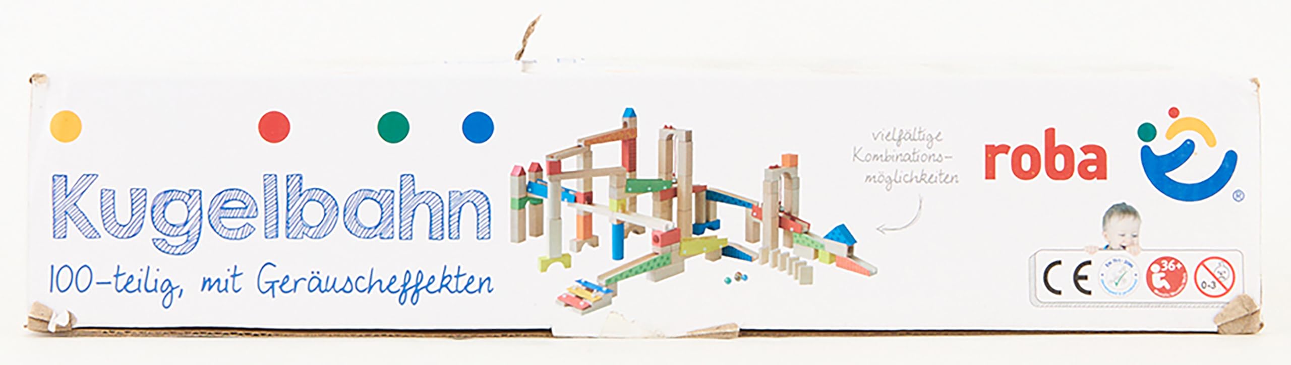 Wooden Marble Run Set - 100 Pieces, 20 Glass Marbles & 80 Building Blocks, Ages 3+
