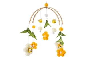 MAMIMAMI HOME Crib Mobile Baby Mobile for Crib Baby Crib Mobile for Bassinet Bee and Flower Crib Mobile for Girls and Boys Nursery Decor Soothe Toy Baby Shower Gift Nursery Toys for Babies Ages 0 & Older