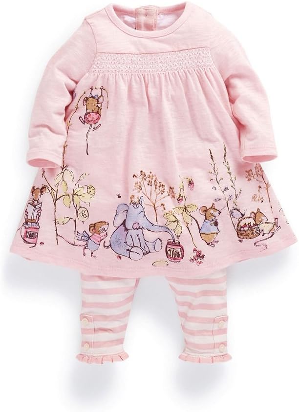 FERENYI Baby Girls Clothes Suit Cartoon Girl Long-Sleeved Dress with Pants Sets