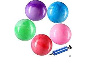 Threan 6 Pieces Marbleized Bouncy Balls for Kids and Pump with Air Needle Colorful Bouncy Toys Balls Cloud Bouncing Balls Inflatable Kids Ball for Pets Adults Fun Handballs Beach Playground
