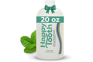 Happy Tooth Hydroxyapatite Mouthwash, Fluoride Free, Teeth Whitening, Remineralizing for Enamel Strength, Fresh Breath, Oral Microbiome Support, Dentist Formulated, Gentle Care, Fresh Mint, 20 Fl Oz