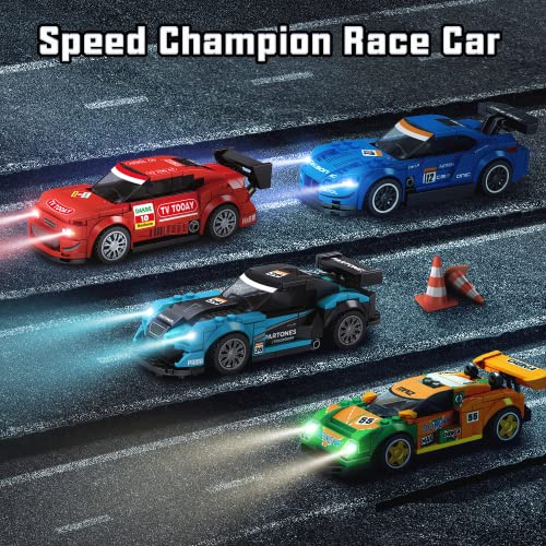 VATOS Speed Champions Racing Car Building Set 814pcs 4 Pack Vehicle