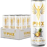 PHX Hydration Energy Drink - Electrolytes, Sugar Free (Pineapple) | 700mg Electrolytes, 200mg Natural Green Tea Caffeine, 100% Daily Value 8 Essential Vitamins