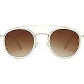 SOJOS Retro Vintage Round Polarized Sunglasses for Women Men Small Double Bridge Circle Sunnies SJ1104