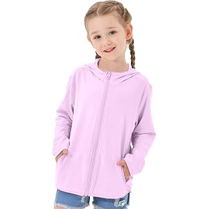 TAGIHOO Kids Sun Protection Hooded Zip Jacket for Boys Girls | Lightweight breathable mesh fabric，handy side pockets, ideal f