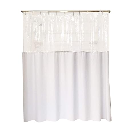 Clearview Privacy Shower Curtain Transparent Top And White