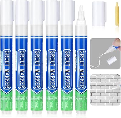 Flintronic 6PCS White Grout Pen & Replacement Nib Tile Repair Marker for