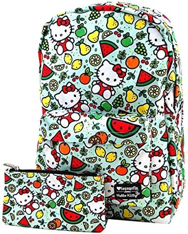 Loungefly Hello Sanrio Fruit Regular Canvas Backpack and Pouch Set