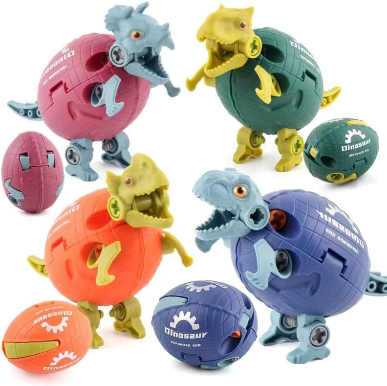 Pauplian 4Pcs Dinosaur Eggs Transformer Assembly Deformation Eggs