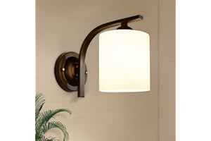 CANMEIJIA Wall Sconce 1 Light, Modern Wall Light Fixture, Bathroom Vanity Lights with Matte Black Wall Lamp for Bedroom Kitchen Hallway Porch, Milky White Glass Shades, E26 Socket, Bulbs Not Included