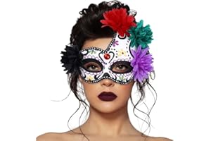 Nicute Masquerade Mask Mexican Day of the Dead Mask for Women Men Sugar Skull Flower Eyemask Fancy Carnival Party Masque
