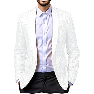 Men's Luxury Floral Sequin Blazer Jacket Glitter Paisley Tuxedo Sport Coat for Party Wedding Banquet Prom