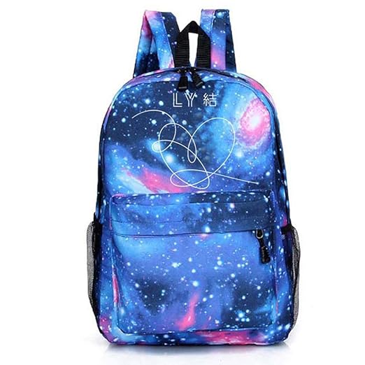 Fancyku Canvas Kpop BTS Bangtan Boys Starry Sky Satchel Backpack (Blue)