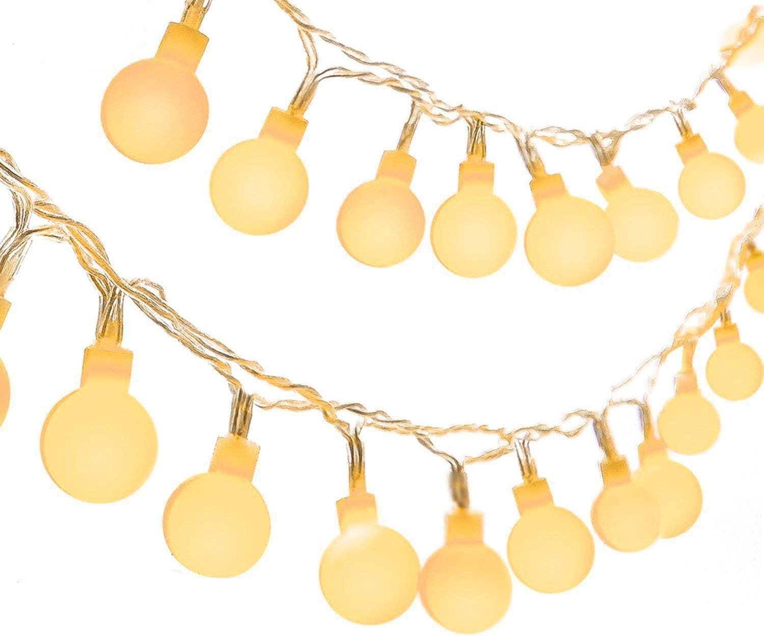 FPEAOB Globe String Lights Battery Powered 80 LED 10M Warm White Fairy String Light Waterproof Decoration for Bedroom Christmas Xmas Tree Wedding Garden Party