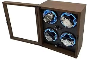 Automatic Watch Winder,4 Slots Watch Shaker,5 Rotation Modes,Blue LED Light and Super Quiet Motor,USB Powered,Jewelry Store D