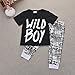 Newborn Baby Boys Clothes Wild Boy Letter Print T-Shirt Tops and Pants Outfits Set Autumn Winter(short sleeve,12-18 months)