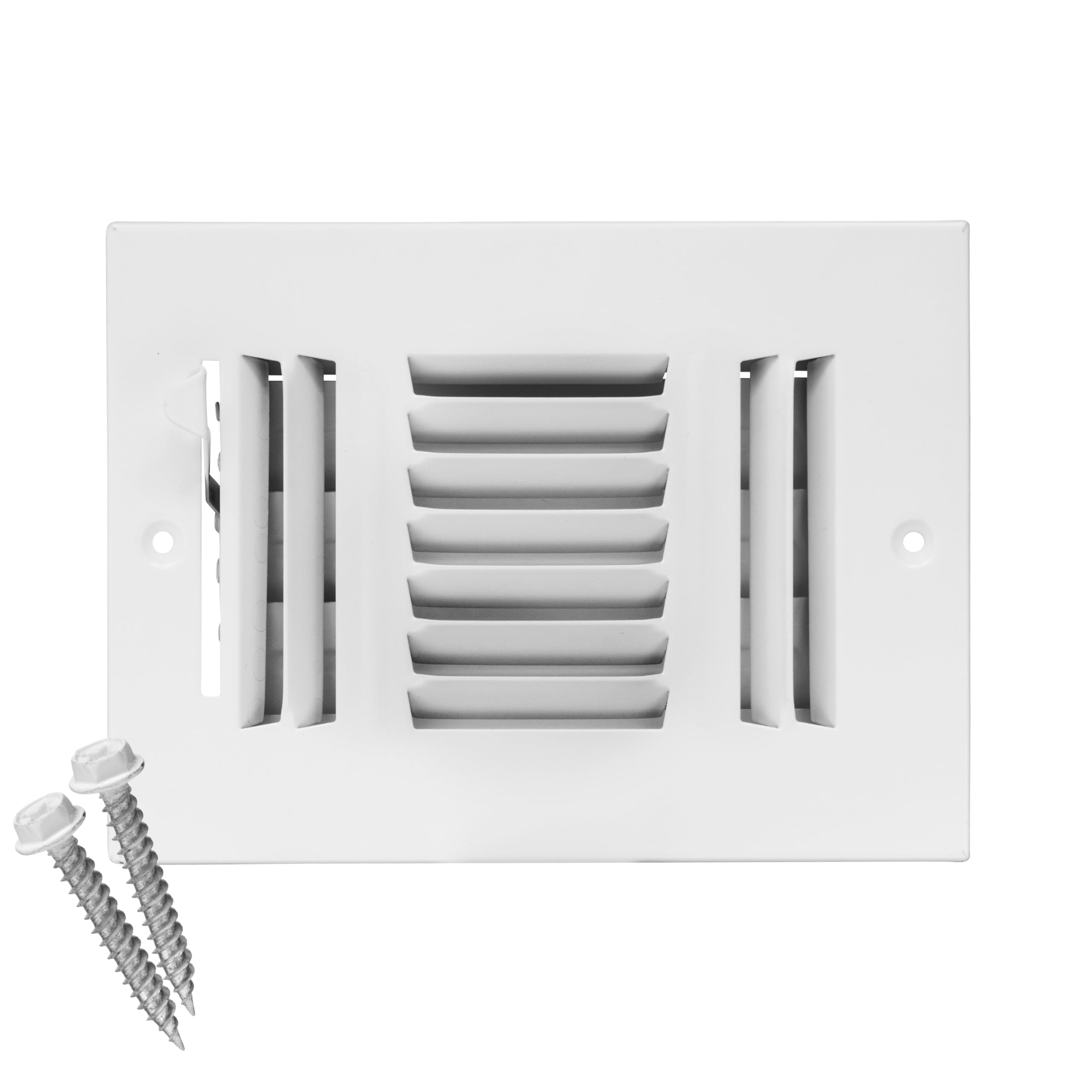 Photo 1 of 6" X 4" 3-Way AIR Supply Grille - Vent Cover & Diffuser - Flat Stamped Face - White [Outer Dimensions: 7.75"w X 5.75"h]