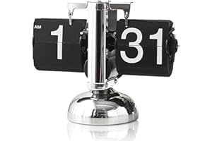 Flip Desk Clock,Retro Digital Flip Down Clock,Retro Minimalist Single Foot Mechanical Auto Flip Clock Desk Clock Digital Disp