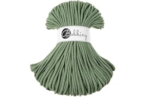 Bobbiny Premium 5mm Braided Macrame Cord (Eucalyptus Green) 108yds/330ft (100% Recycled Cotton)