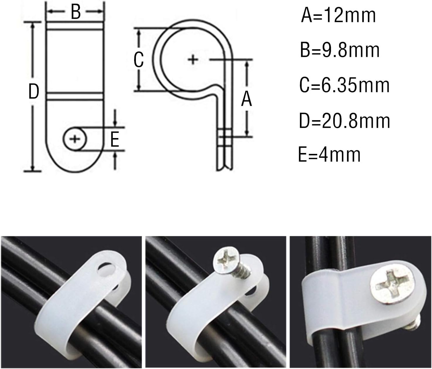 100 Pack RType Cable Clips Rope Light Mounting Clip with Stainless