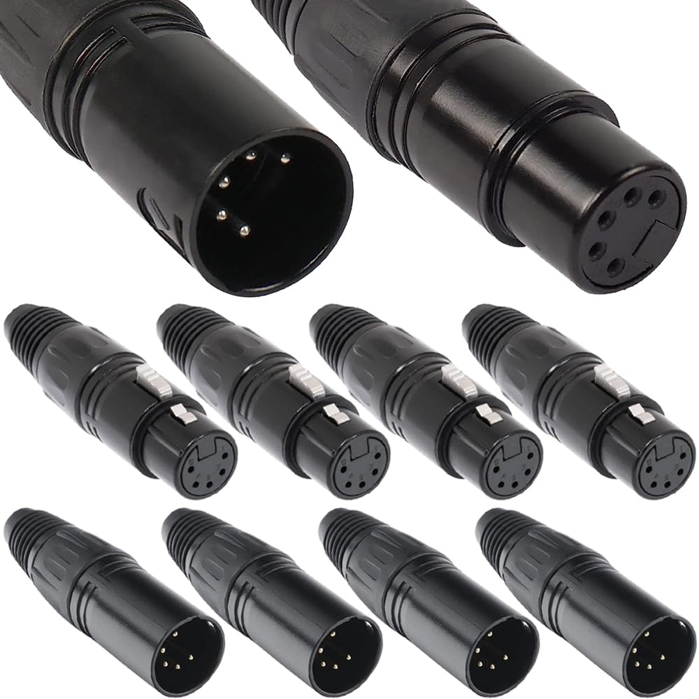 Xiatiaosann 5 Pin XLR Plugs Connectors - Male & Female, Audio Mic Microphone Connector for Speaker, Microphone, Camera, Amplifier (8 Pack) — image 1
