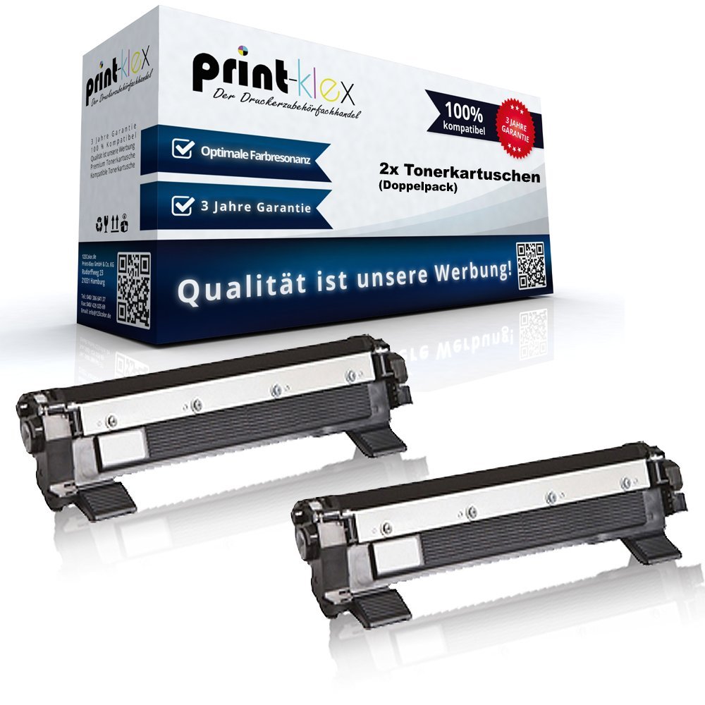 Print-Klex 2 x Compatible XXL Printer Cartridges for Brother DCP 1610 W 1612 W 1616 NW Black TN1050 TN-1050 Twin Pack – Premium Quantum Series