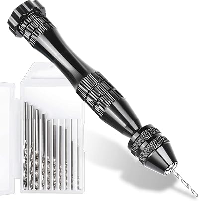 LEOBRO Hand Drill 12cm Pin Vise with 10 Drill Bits 0.8-3.0 mm